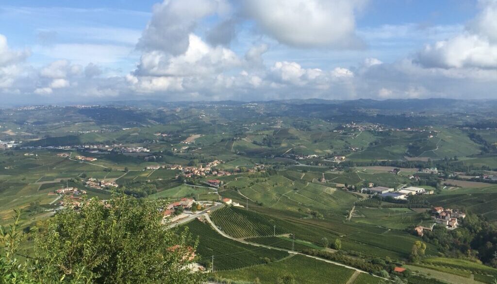 An image looking over European winegrowing appellations on a blue sky day